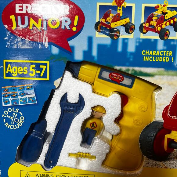 Vintage 90s Meccano Erector Junior power tool center building set NEW - Picture 5 of 6